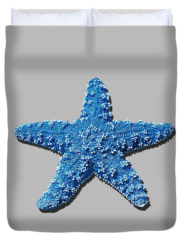 Starfish Duvet Cover featuring the photograph Sea Star Medium Blue .png by Al Powell Photography USA