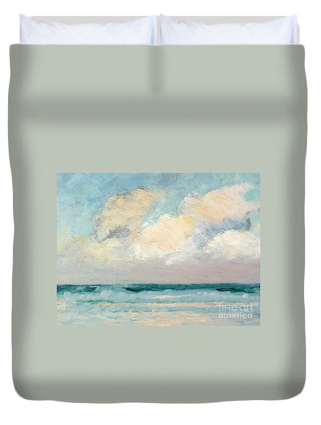 Seascape Duvet Cover featuring the painting Sea Study, Morning by AS Stokes