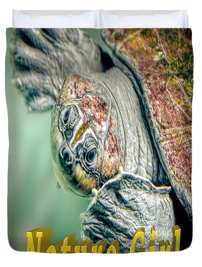 Nature Wear Duvet Cover featuring the photograph Sea Turtle Nature Girl by LeeAnn McLaneGoetz McLaneGoetzStudioLLCcom