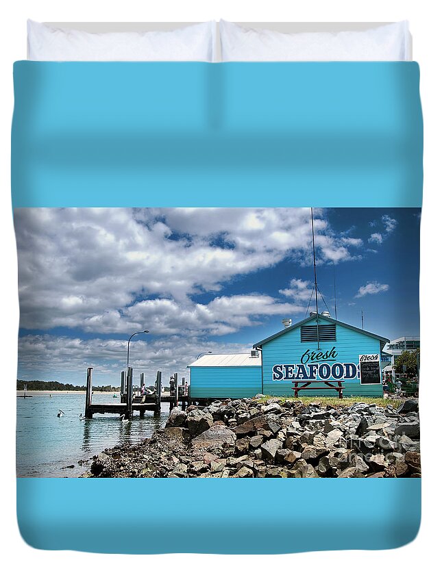 Photography Duvet Cover featuring the photograph Seafood on the River by Kaye Menner