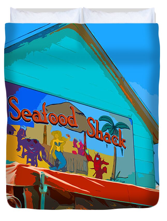 Rehoboth Duvet Cover featuring the painting Seafood Shack by Jost Houk