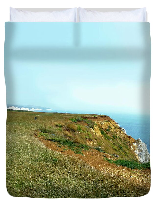 Mix Photography Duvet Cover featuring the photograph Seaford coastal view 3 by Francesca Mackenney