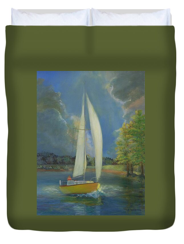 Oil Painting Duvet Cover featuring the painting Seas the Day by Susan Hensel