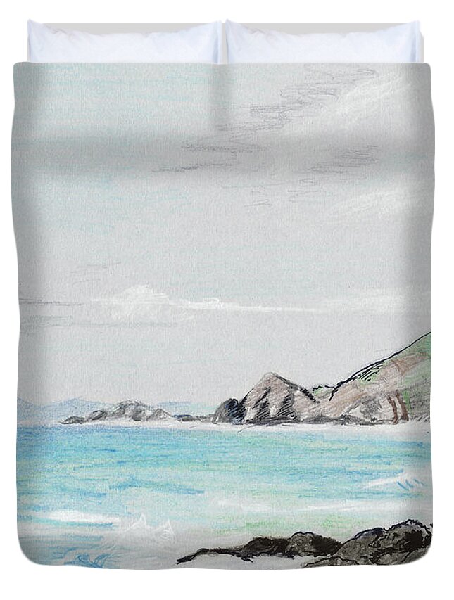 Seascape Duvet Cover featuring the painting Seascape by Masha Batkova