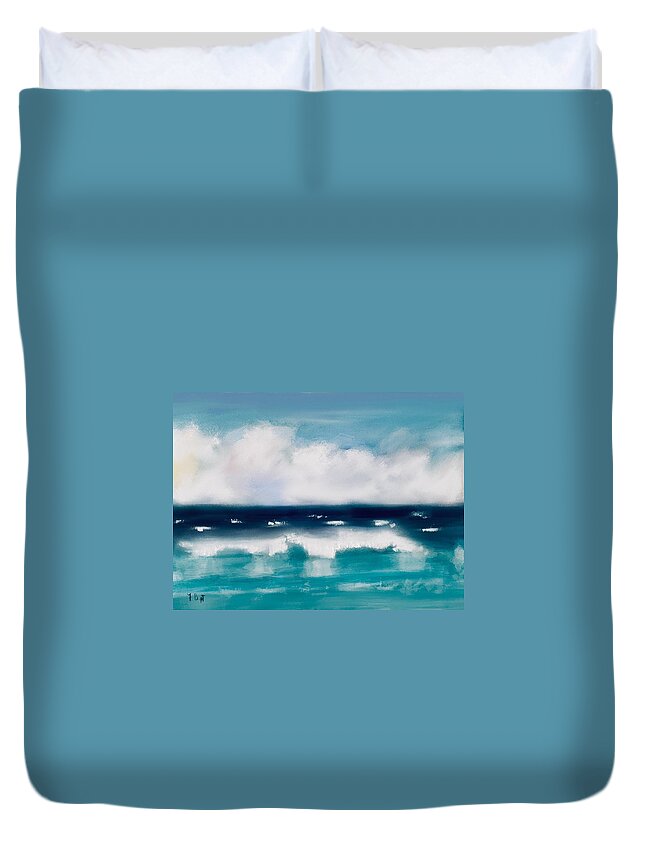 Ipad Painting Duvet Cover featuring the digital art Seascape In Summer by Frank Bright