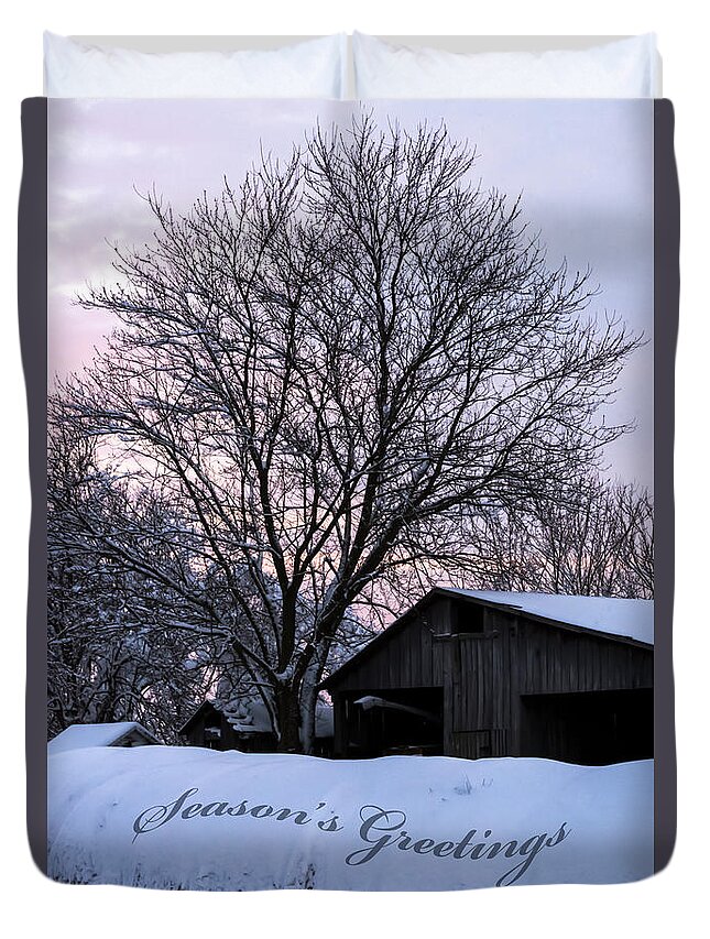 Farm Duvet Cover featuring the photograph Season's Greetings - Farm by Holden The Moment