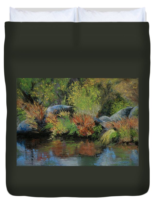 River Duvet Cover featuring the pastel Seasons in Transition by Sandra Lee Scott