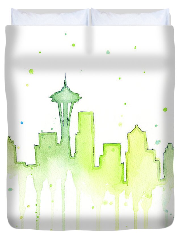 Design By Humans Seattle Skyline Watercolor Pride By OlechkaDesign T-Shirt  - White - Small