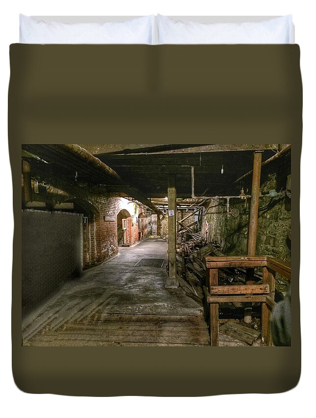 Seattle Underground Duvet Cover featuring the photograph Seattle Underground by Anne Sands