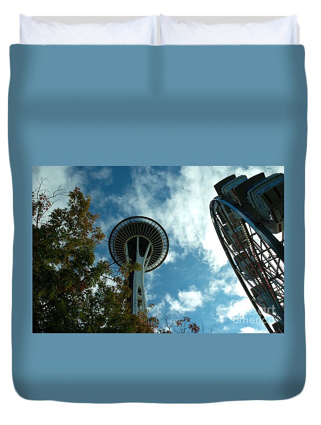 Seattle Duvet Cover featuring the photograph Seattle's Space Needle 2 by Micah May