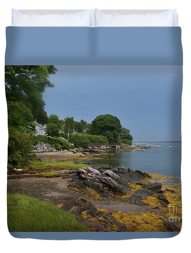 Bustins Duvet Cover featuring the photograph Seaweed Covered Rocks on the Coast of Bustin's Island by DejaVu Designs