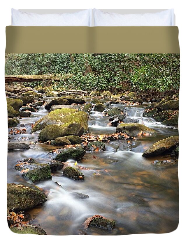 Creek Duvet Cover featuring the photograph Secluded by Richie Parks
