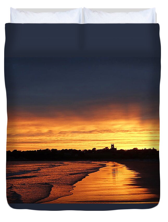 Newport Duvet Cover featuring the photograph Second Beach Newport RI Sunrays by Toby McGuire
