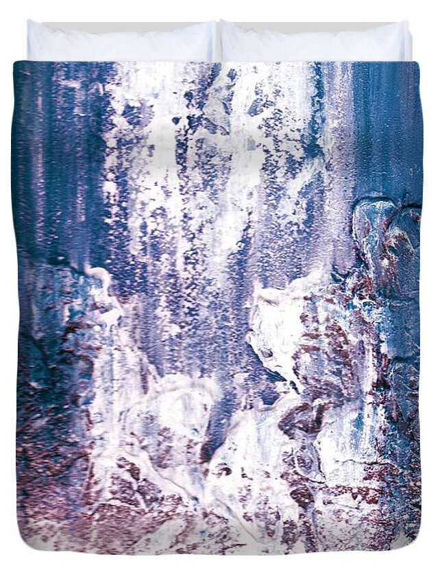 #art #interiordesign #artwork #landscape #water #waterfall #allisonconstantino Duvet Cover featuring the painting Second Sight by Allison Constantino
