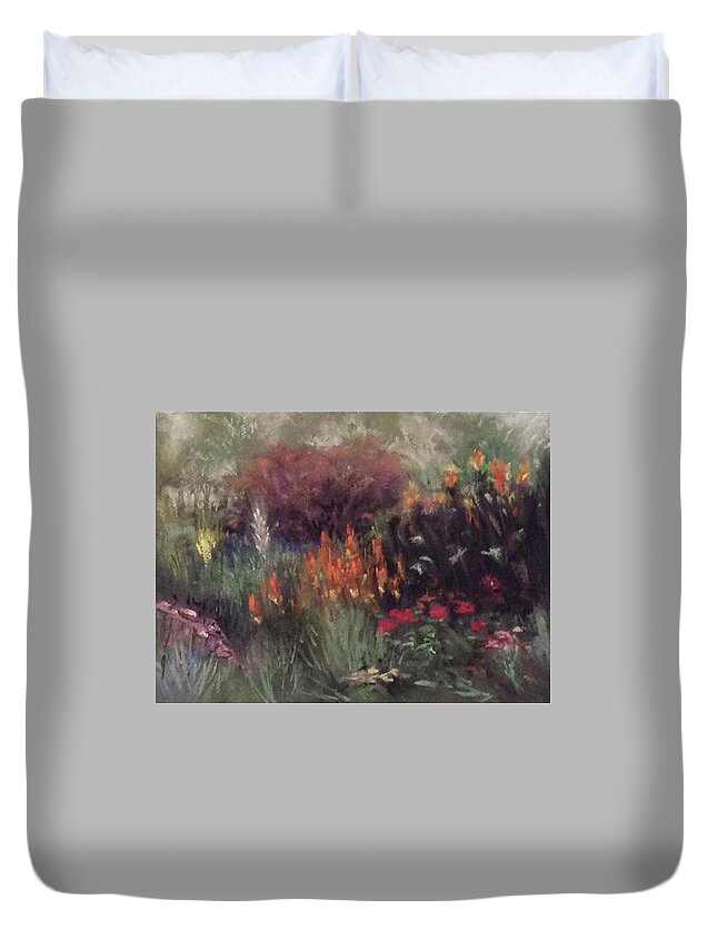 Flowers Duvet Cover featuring the pastel Secret Garden by Sandra Lee Scott
