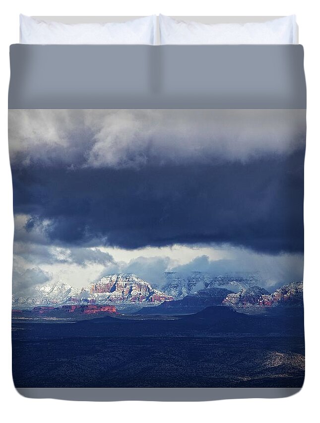 Sedona Duvet Cover featuring the photograph Sedona area third Winter Storm by Ron Chilston