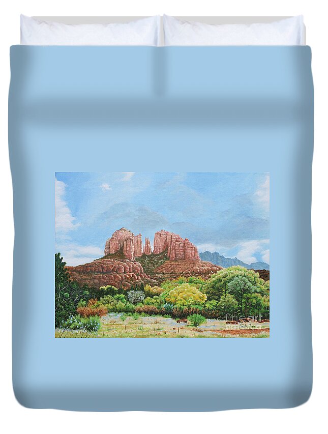 Sedona Duvet Cover featuring the painting Sedona AZ by Mike Ivey