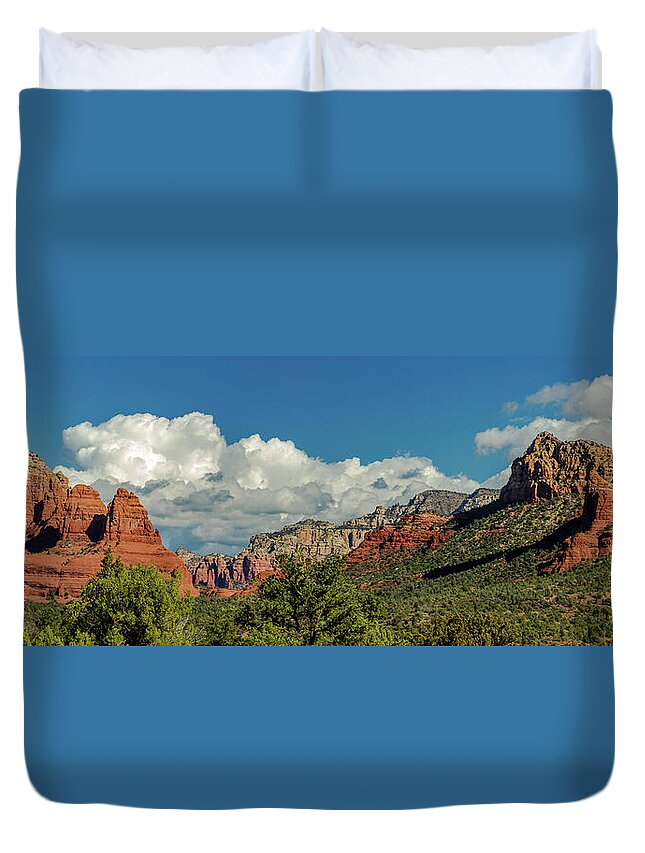 Red Duvet Cover featuring the photograph Sedona Panoramic II by Bill Gallagher