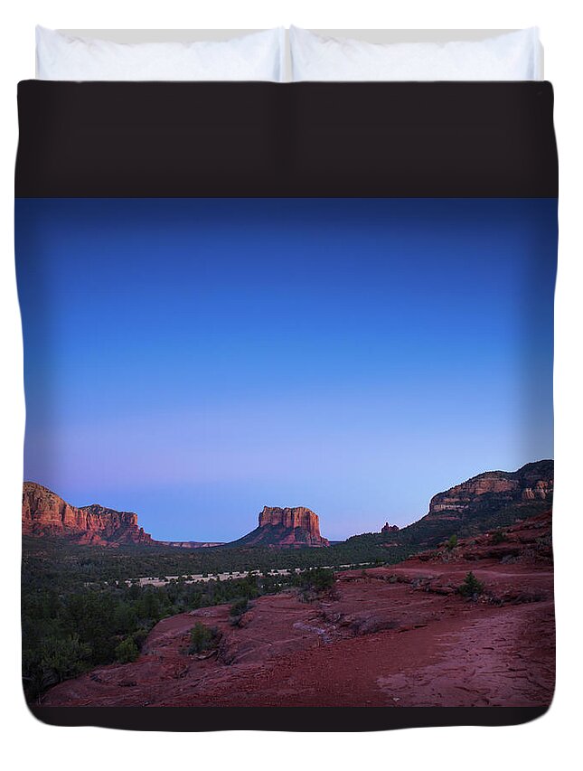 Desert Duvet Cover featuring the photograph Sedona Sunset by Aileen Savage
