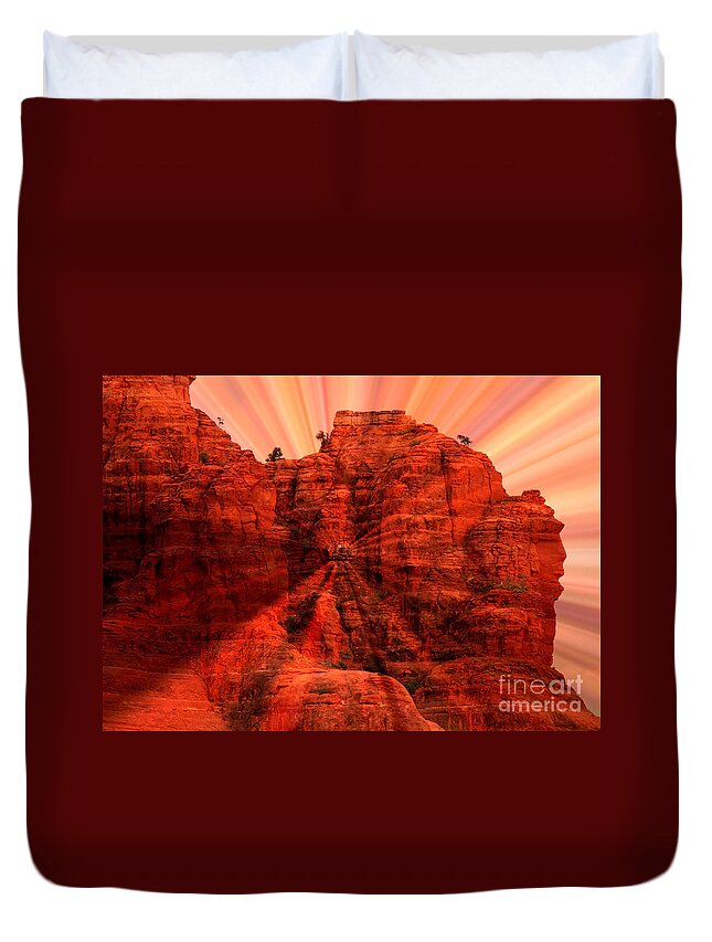 Sedona Duvet Cover featuring the photograph Sedona Sunset Energy - Abstract Art by Carol Groenen