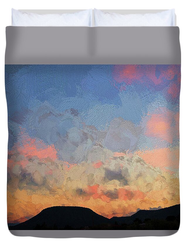 Sedona Duvet Cover featuring the photograph Sedona Sunset - Painterly by David Gordon