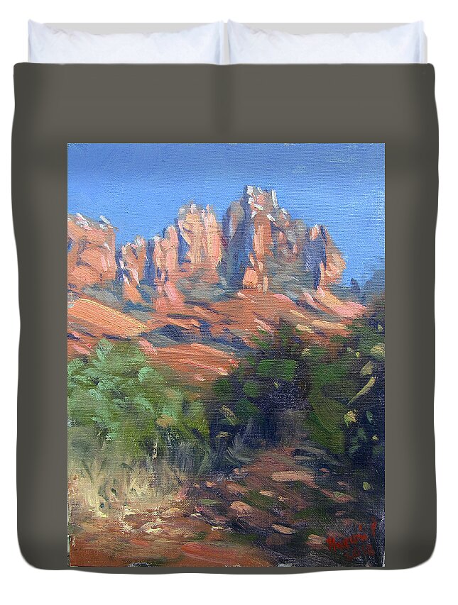 Sedona Arizona Duvet Cover featuring the painting Sedona by Ylli Haruni