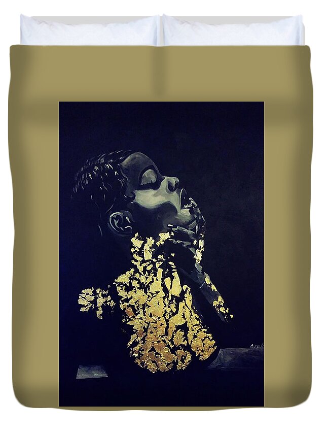 One Of My Favorite Muses Duvet Cover featuring the painting Seduction by Femme Blaicasso