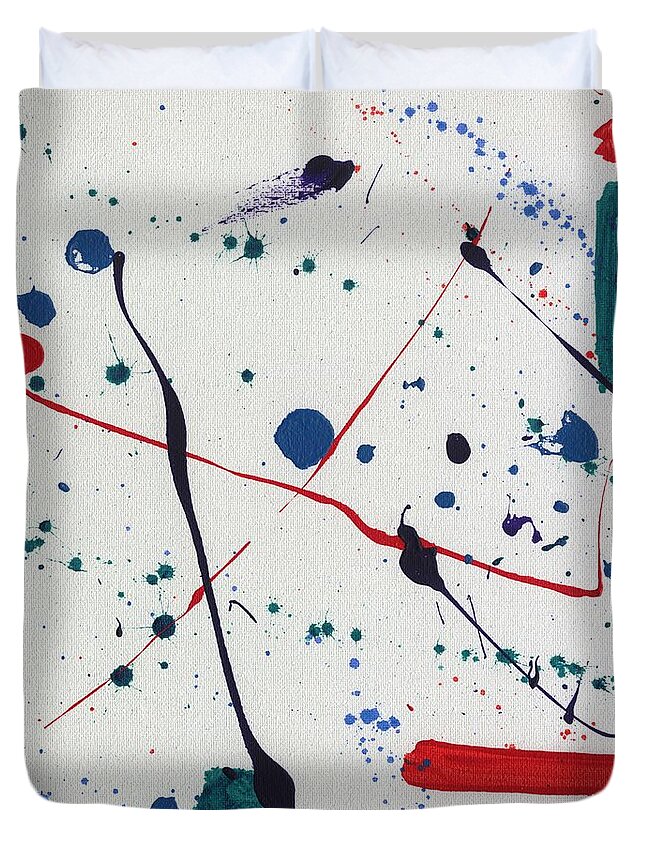 Miro Duvet Cover featuring the painting Seeds of Miro by Phil Strang