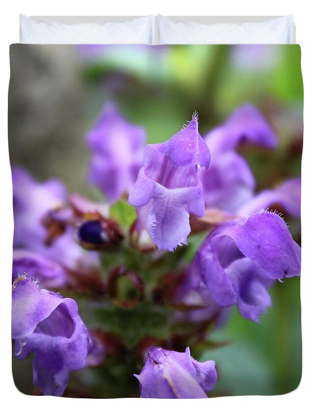 Photograph Duvet Cover featuring the photograph Selfheal Up Close by M E