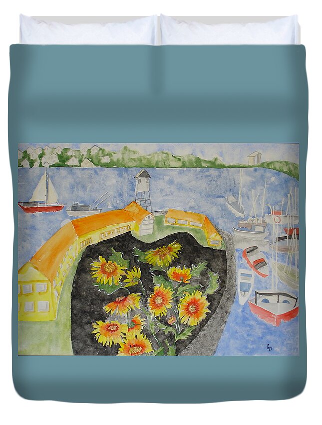 Semiahmoo Resort Duvet Cover featuring the painting Semiahmoo Summer I by Georgia Donovan