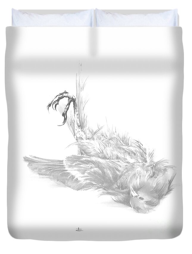 Figurative Duvet Cover featuring the drawing Senescence 2 by Paul Davenport