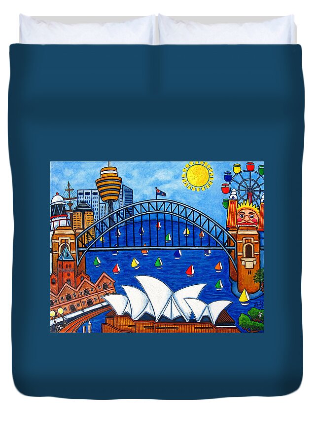 House Duvet Cover featuring the painting Sensational Sydney by Lisa Lorenz