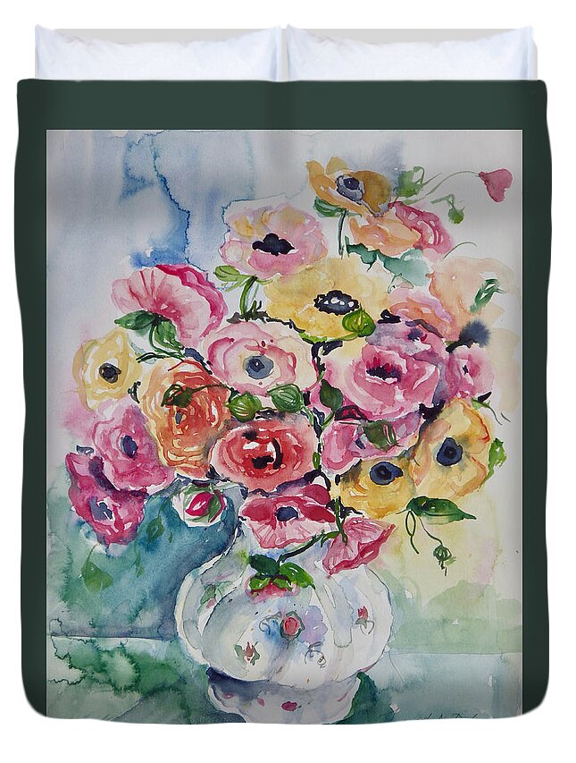 Flowers Duvet Cover featuring the painting Serendipity by Ingrid Dohm
