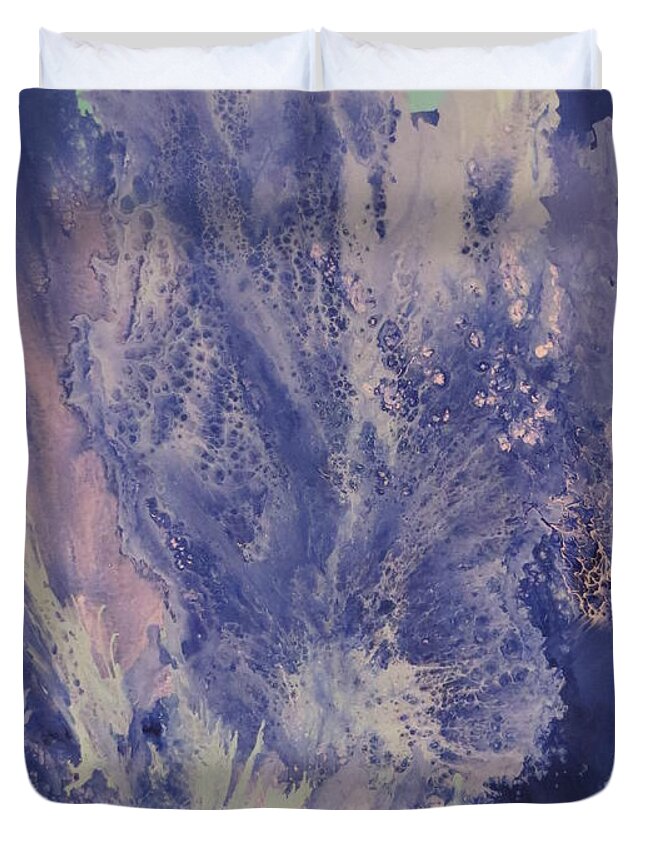 Abstract Duvet Cover featuring the painting Serendipity by Soraya Silvestri
