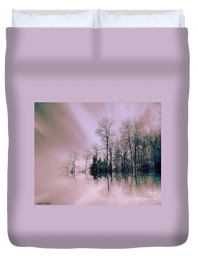 Soft Pink Duvet Cover featuring the mixed media Serenity by Elfriede Fulda