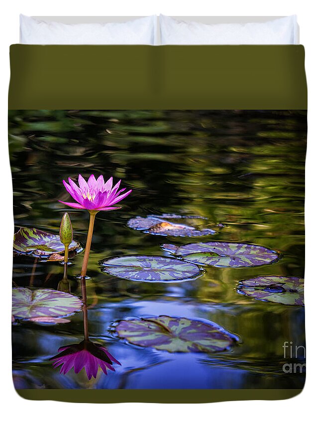 Water Lily Duvet Cover featuring the photograph Serenity by Louise Lindsay