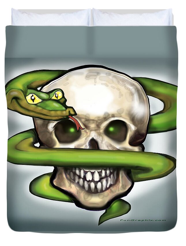 Serpent Duvet Cover featuring the digital art Serpent n Skull by Kevin Middleton