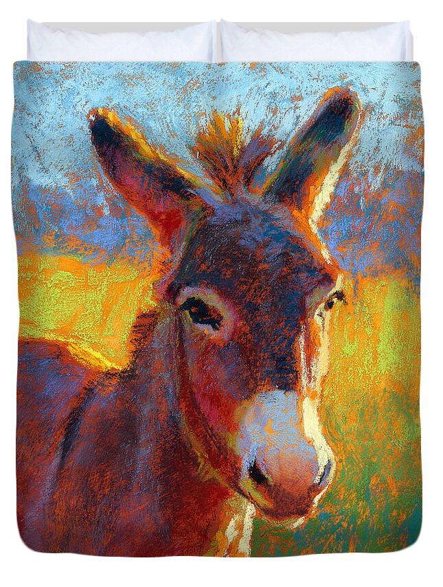 Donkey Duvet Cover featuring the pastel Serrano by Rita Kirkman