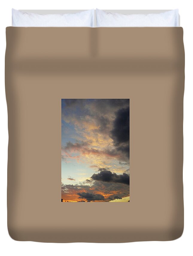Sky Duvet Cover featuring the photograph Set A Fire by Lidia Trifonova