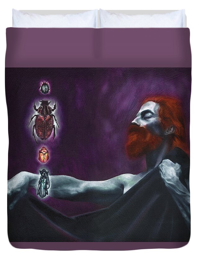 Scarab Duvet Cover featuring the painting Seth by Ragen Mendenhall
