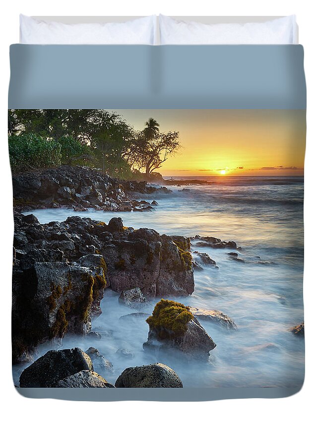 Sunset Duvet Cover featuring the photograph Setting Sun at Lyman's by Christopher Johnson