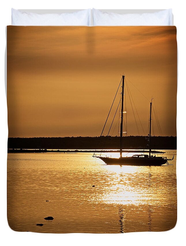 Acadia National Park Duvet Cover featuring the photograph Setting Sun II by Kathi Isserman