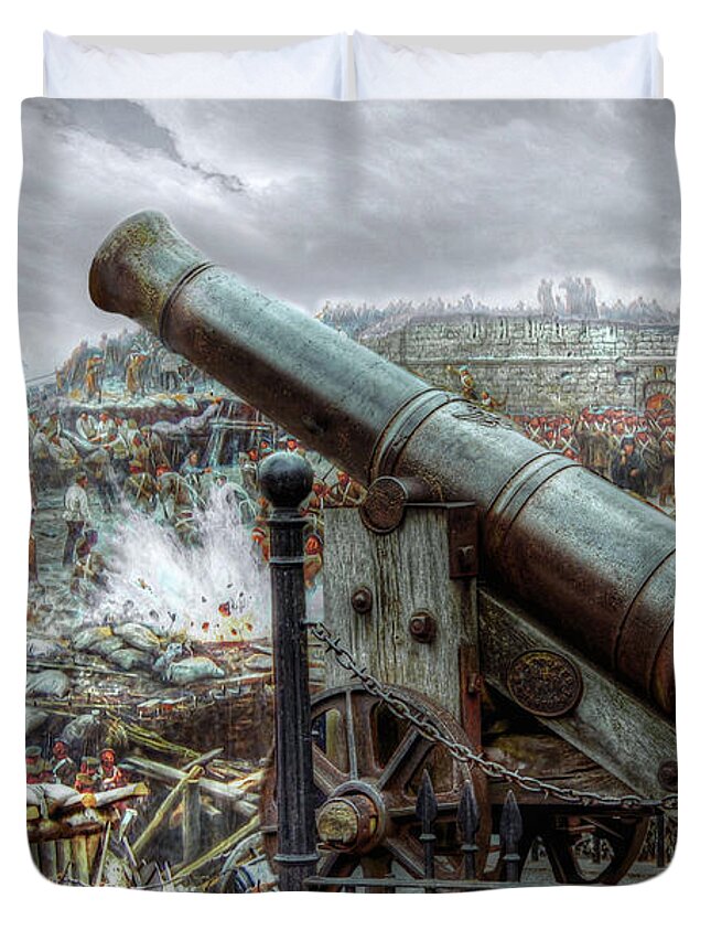 Sevastopol Cannon Duvet Cover featuring the digital art Sevastopol Cannon 1855 by Pennie McCracken