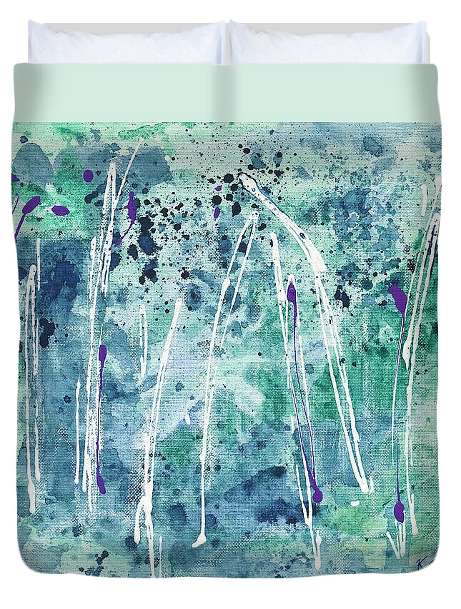 Abstract Landscape Duvet Cover featuring the painting Seven Sisters by Kathryn Riley Parker