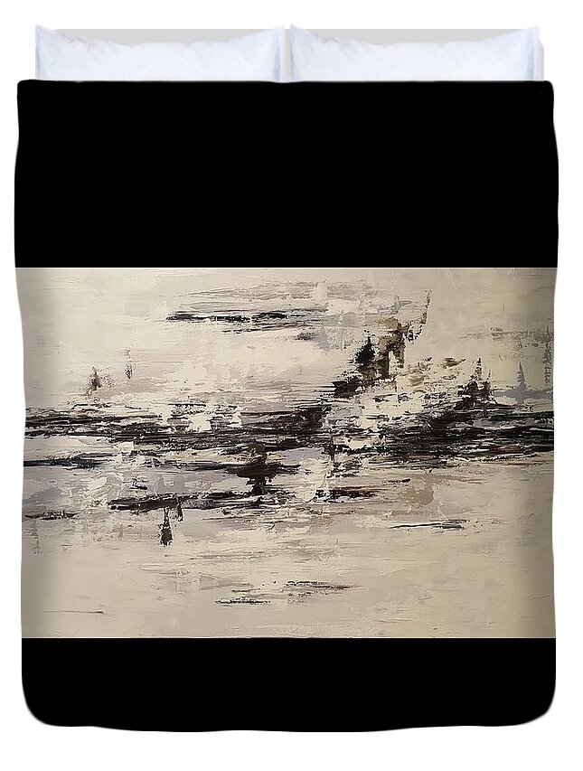 Black Duvet Cover featuring the painting Shades of Grey by Sunel De Lange