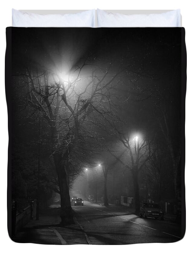 Fog Duvet Cover featuring the photograph Street Noir by Dorit Fuhg