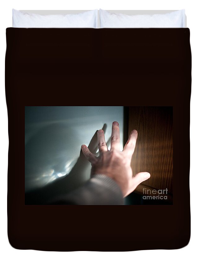 Hand Duvet Cover featuring the photograph Shadow Depth by Steven Dunn