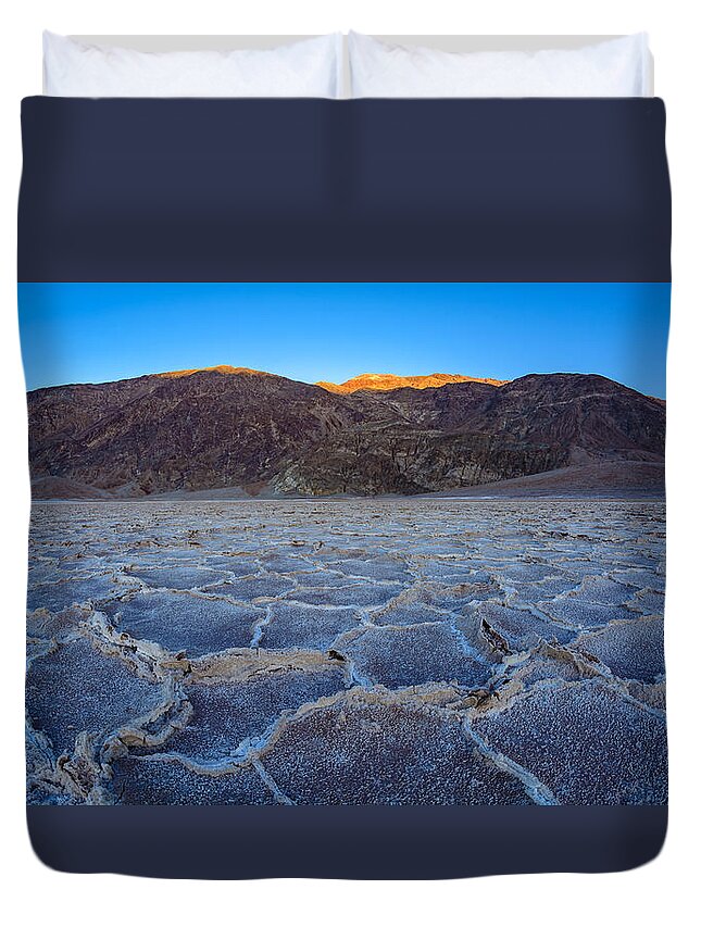 Badwater Duvet Cover featuring the photograph Shadows Fall Over Badwater by Mark Rogers