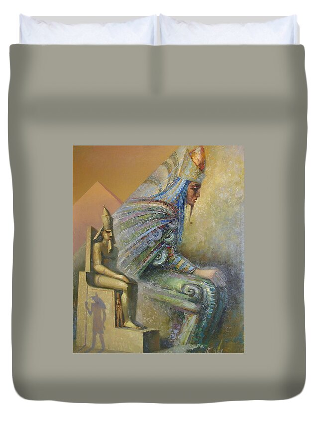 Egyptian God Duvet Cover featuring the painting Shadows by Valentina Kondrashova