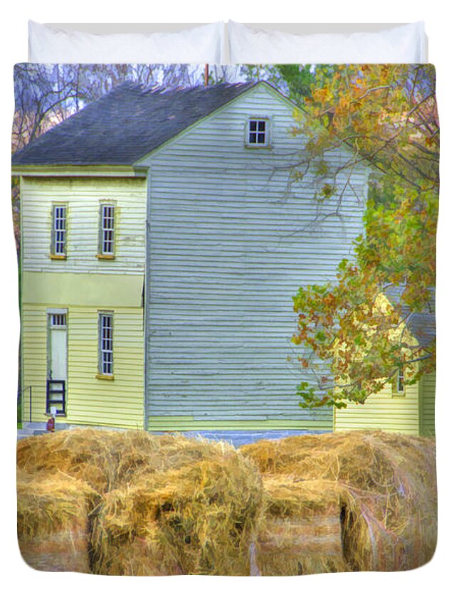 Shaker Duvet Cover featuring the photograph Shaker Harvest Hay by Sam Davis Johnson